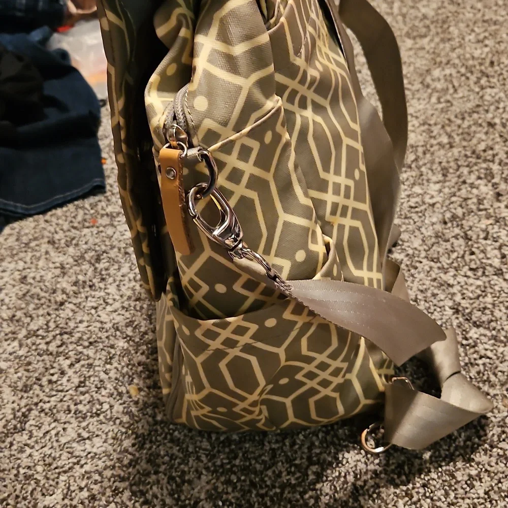 Petunia Pickle Bottom Gray Diaper Bag with Geometric Design